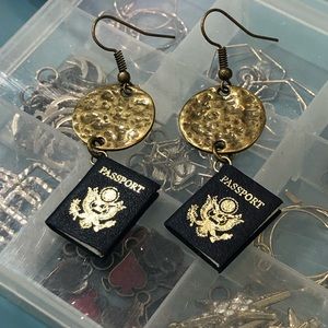 Passport dangle earrings